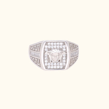 Minimalist Stone Mens Silver Ring for Men